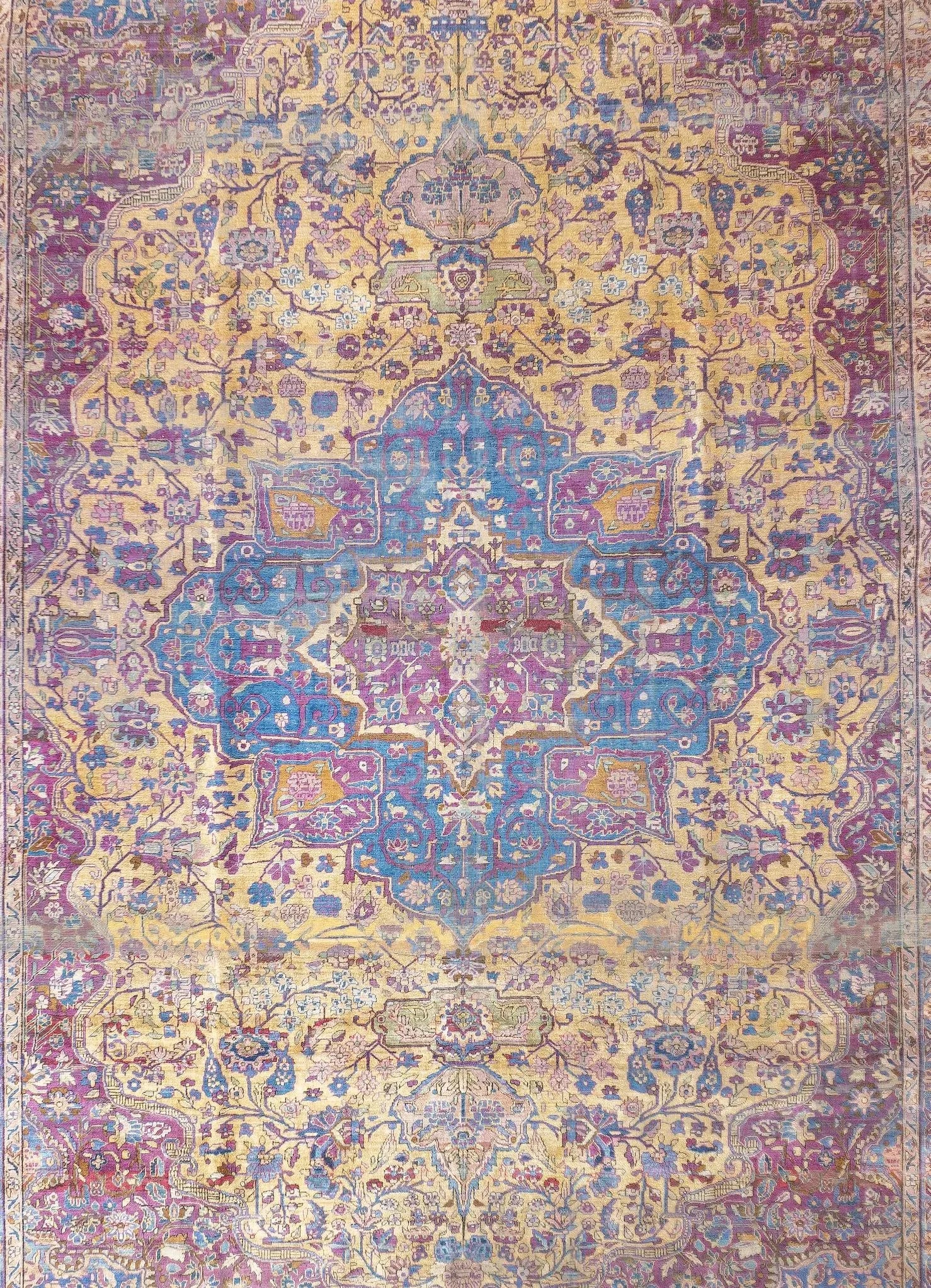 Late 19th Century Fine Antique Silk Kashan Rug 7'4'' X 10'4'' - 3