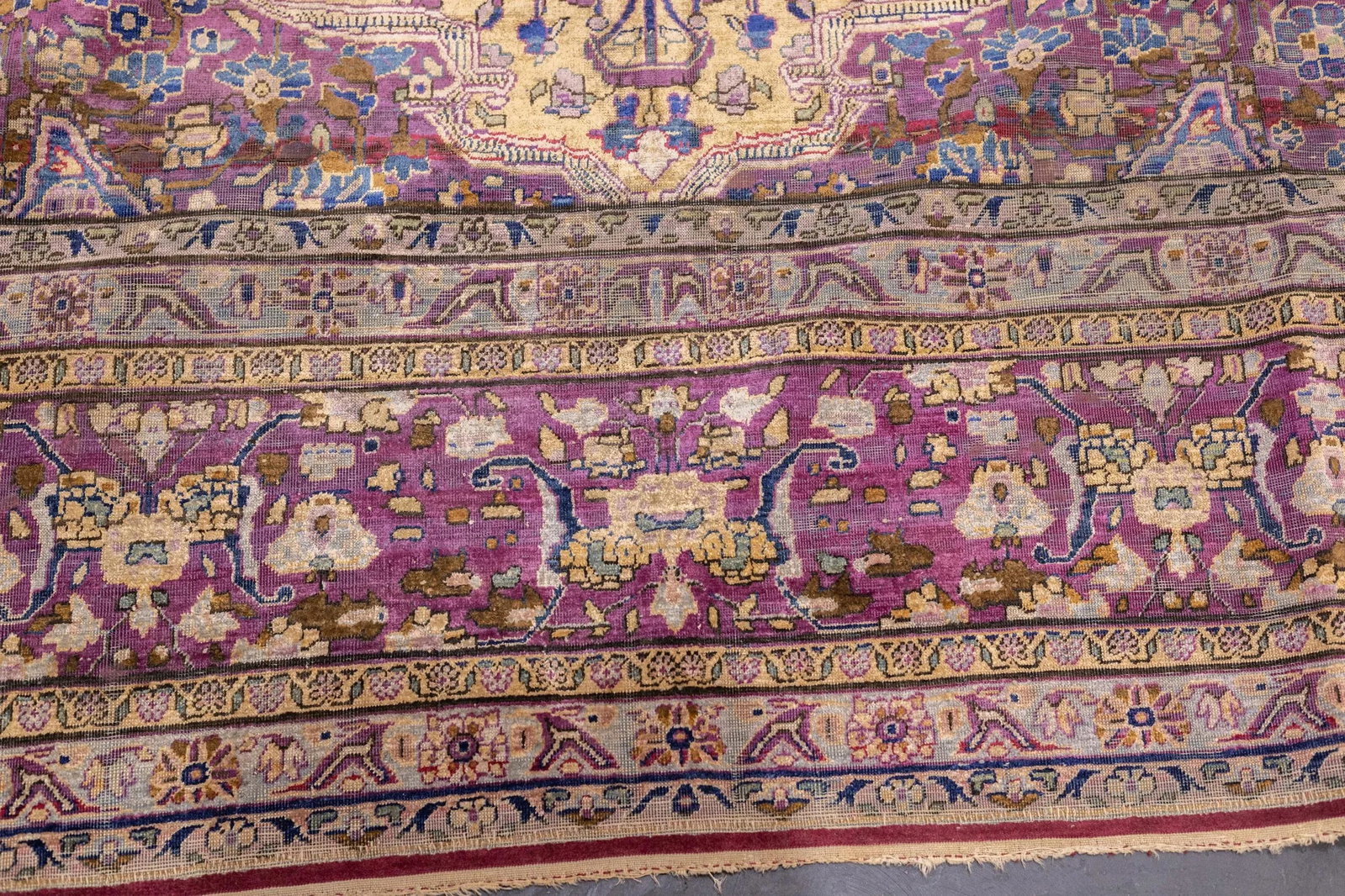 Late 19th Century Fine Antique Silk Kashan Rug 7'4'' X 10'4'' - 9