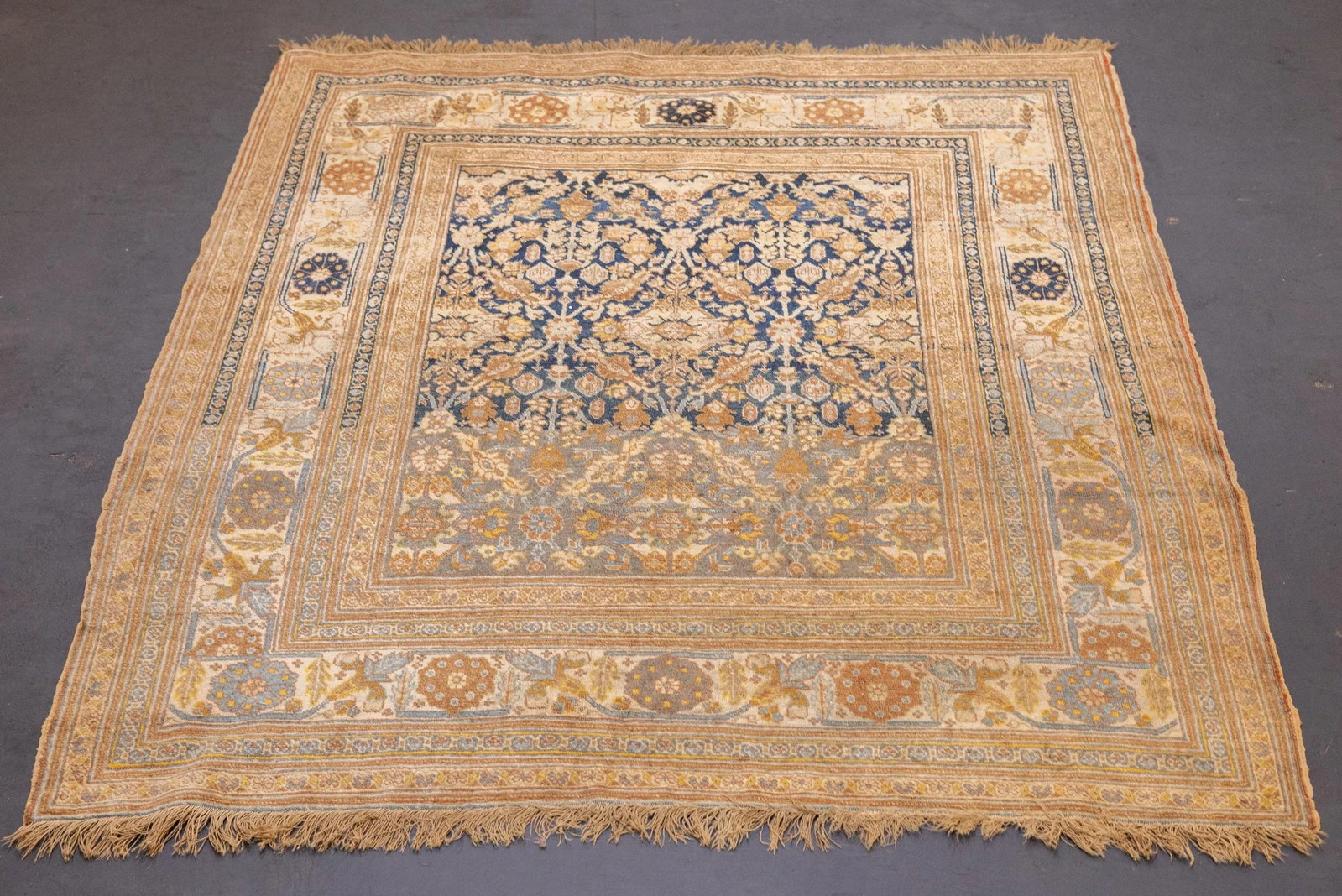 Late 19th Century Antique Haji Jalili Tabriz Rug 4'5'' X 5'4'' - 3