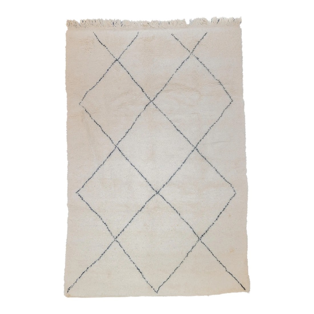Fine Vintage Moroccan Wool Rug 5'8'' X 8'6'': Fine Vintage Moroccan Wool Rug 5'8'' x 8'6''. Comprising both the nomadic Berber rugs of the Atlas Mountains, with very thick piles, coarse knotting and limited palettes, and the more colourful,