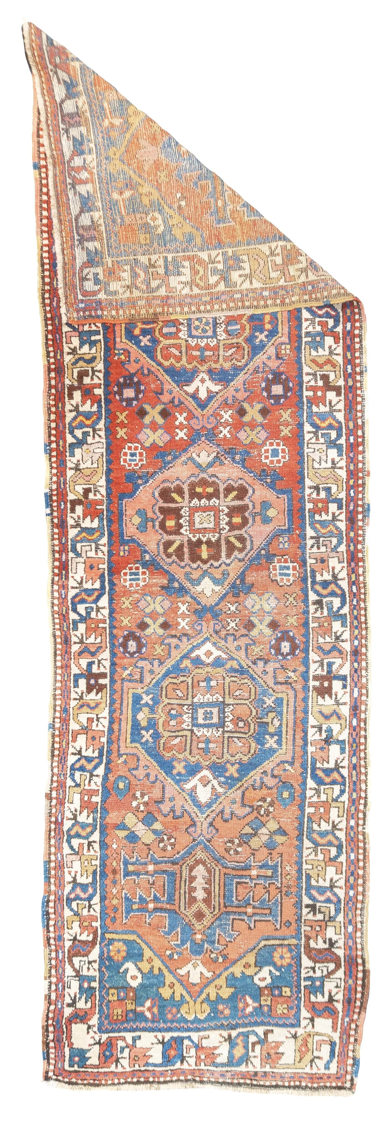 Antique Persian Heriz Rug 3'5'' X 10'1'' - 2