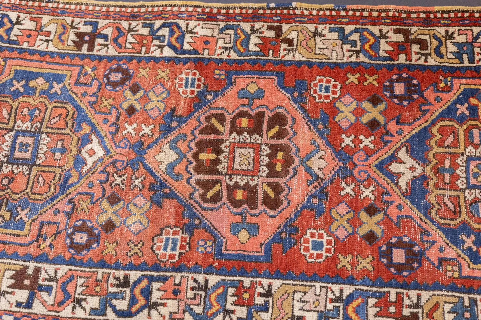 Antique Persian Heriz Rug 3'5'' X 10'1'' - 7