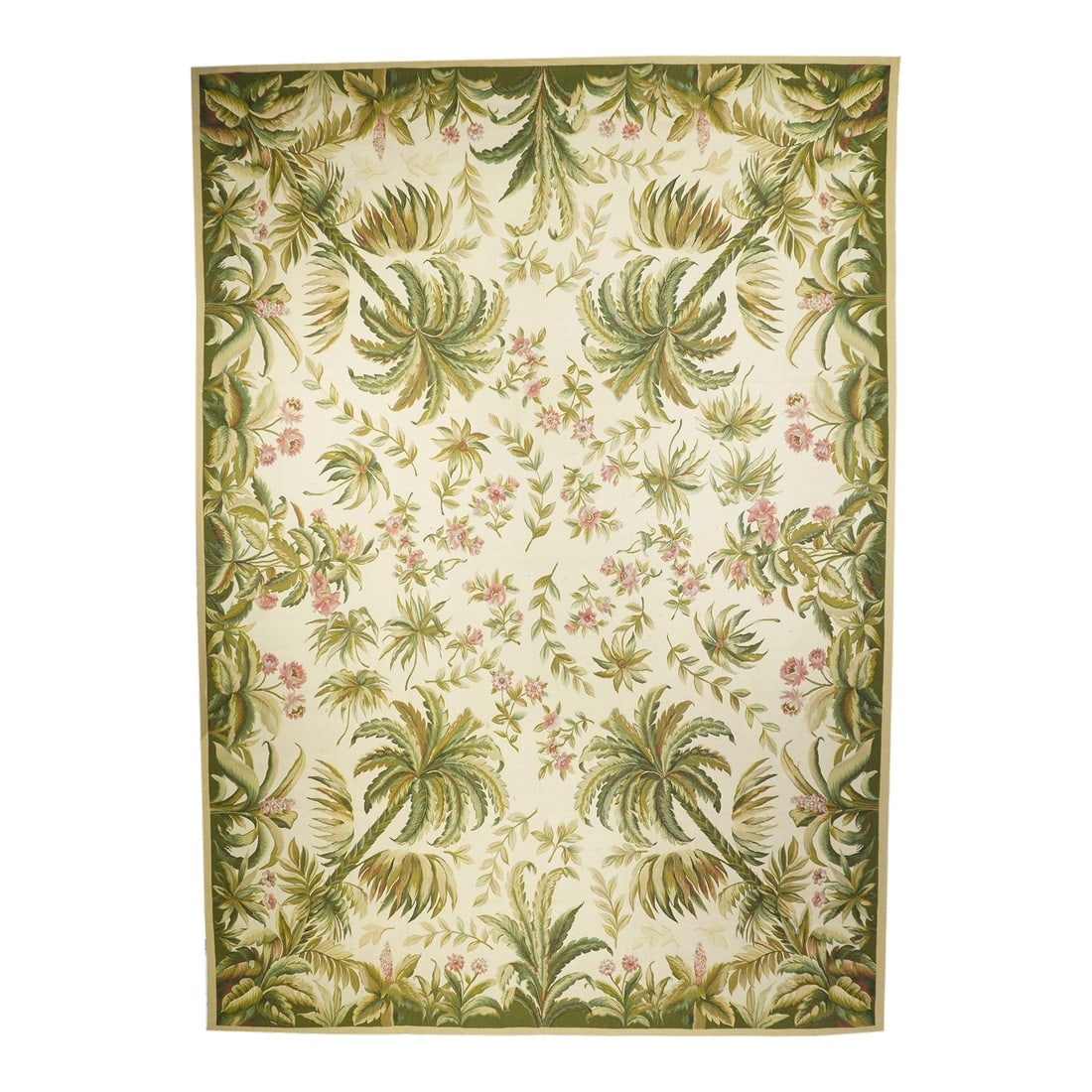 Aubusson Flat Weave Wool Rug 12'0" X 15'0": Aubusson Flat Weave Wool Rug 12'0" x 15'0". Refers generally to modern carpets in tapestry technique and inspired by French Aubusson designs of the 18th and later centuries. Geometric or semi-floral. 
