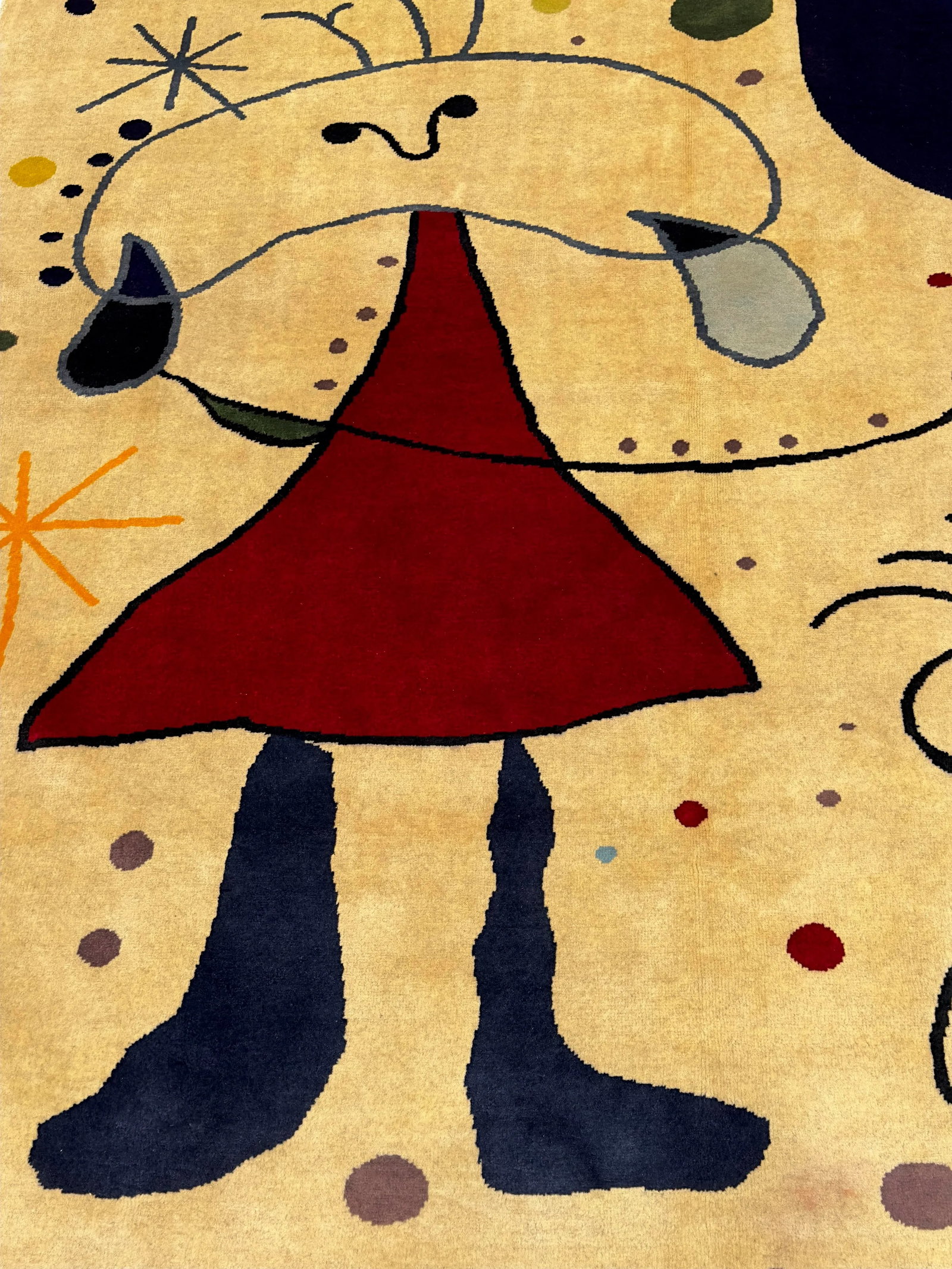 French Artistic Designed After J. Miro Rug 6'0" X 6'7'' - 10