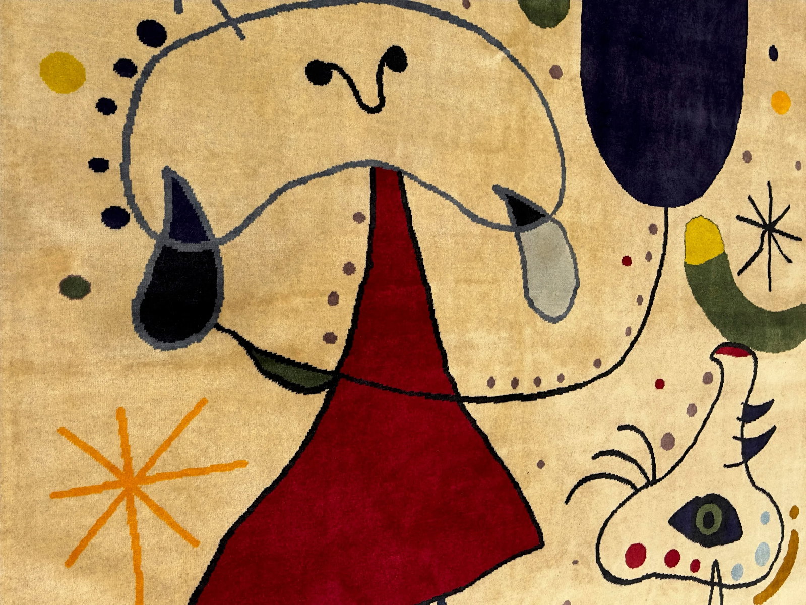 French Artistic Designed After J. Miro Rug 6'0" X 6'7'' - 11
