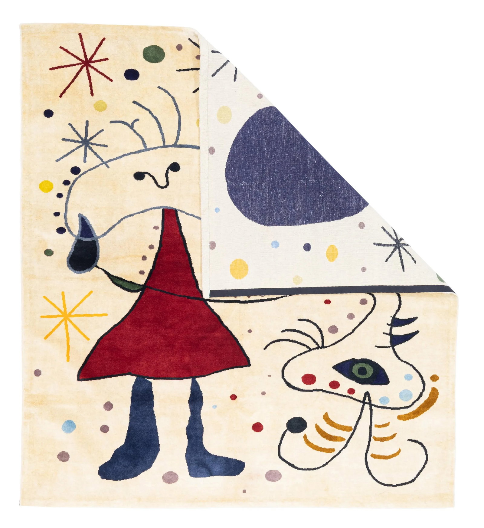 French Artistic Designed After J. Miro Rug 6'0" X 6'7'' - 2