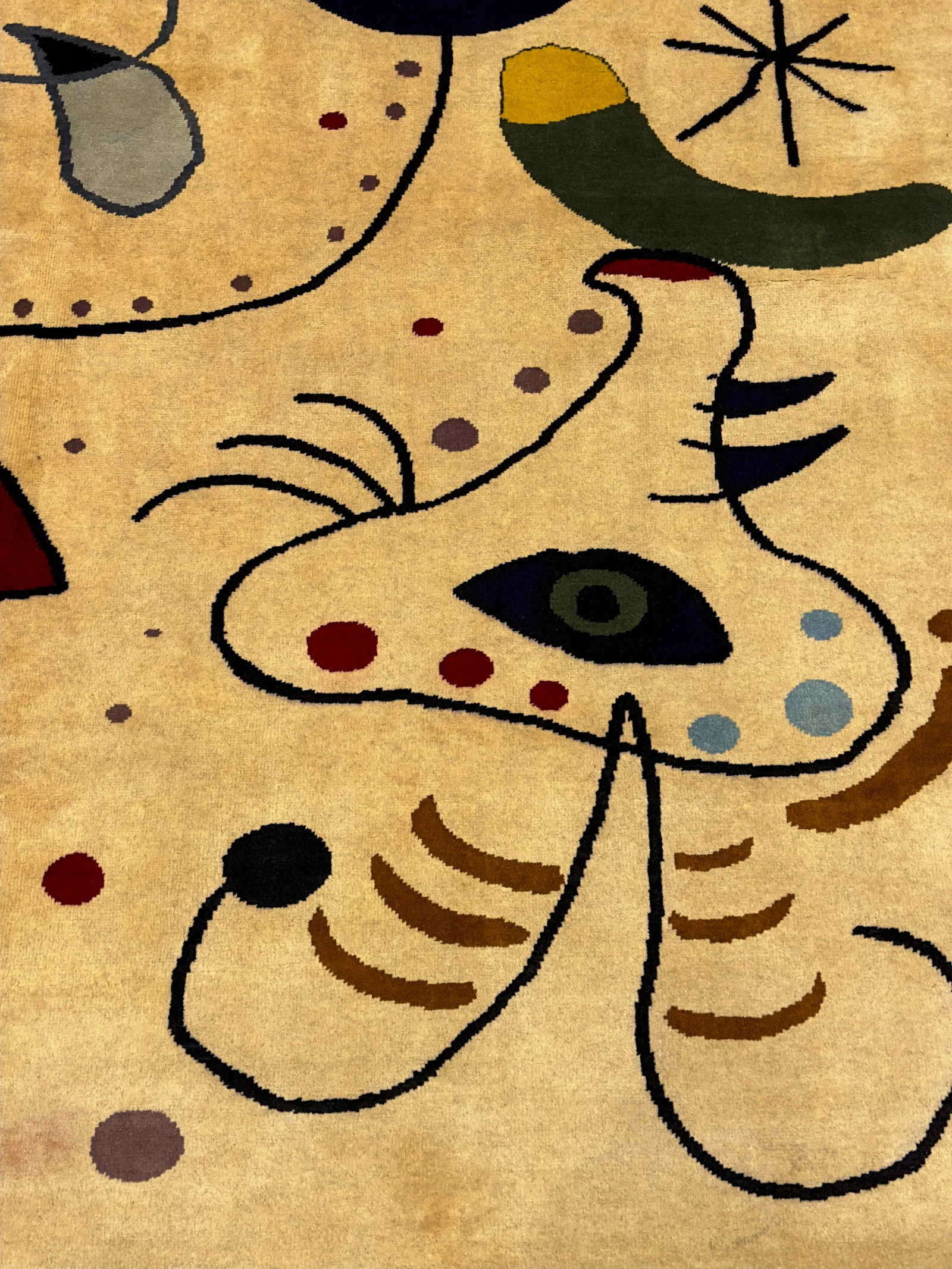 French Artistic Designed After J. Miro Rug 6'0" X 6'7'' - 9