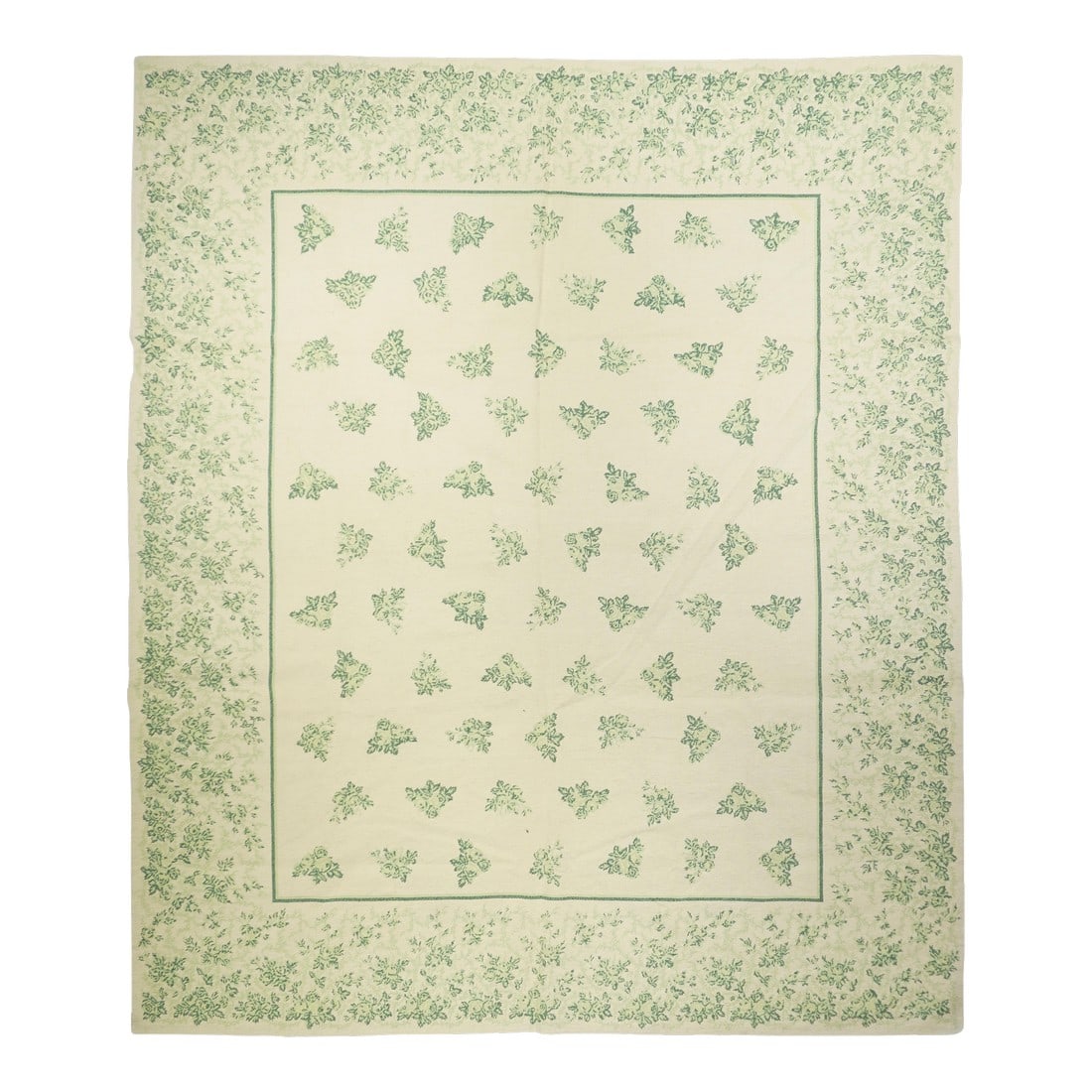 Needle Point Flat Weave Wool Rug 8'0" X 10'0": Needle Point Flat Weave Wool Rug 8'0" x 10'0". Usually English or French, often with repeating allover designs executed with wool cross-stitches. Larger carpets are workshop productions, smaller piece