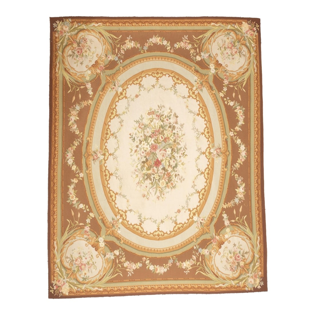 Aubusson Flat Weave Wool Rug 8'0" X 10'0": Aubusson Flat Weave Wool Rug 8'0" x 10'0". Refers generally to modern carpets in tapestry technique and inspired by French Aubusson designs of the 18th and later centuries. Geometric or semi-floral.
