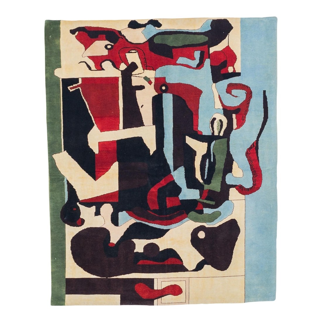 French Mid Century Wool Rug 5'0" X 6'2'': French Mid Century Wool Rug 5'0" x 6'2''. In particular, the NE Chinese room size, scatter, runner and round pieces of the 1920's and 30's with purely abstract, or Chinese-y designs, in either sharp
