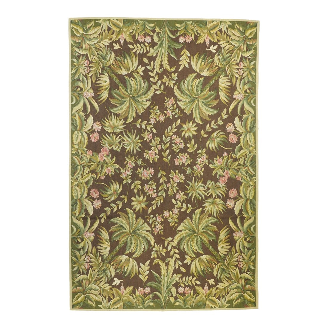 Aubusson Flat Weave Wool Rug 6'0" X 9'0": Aubusson Flat Weave Wool Rug 6'0" x 9'0". Refers generally to modern carpets in tapestry technique and inspired by French Aubusson designs of the 18th and later centuries. Geometric or semi-floral. Sc
