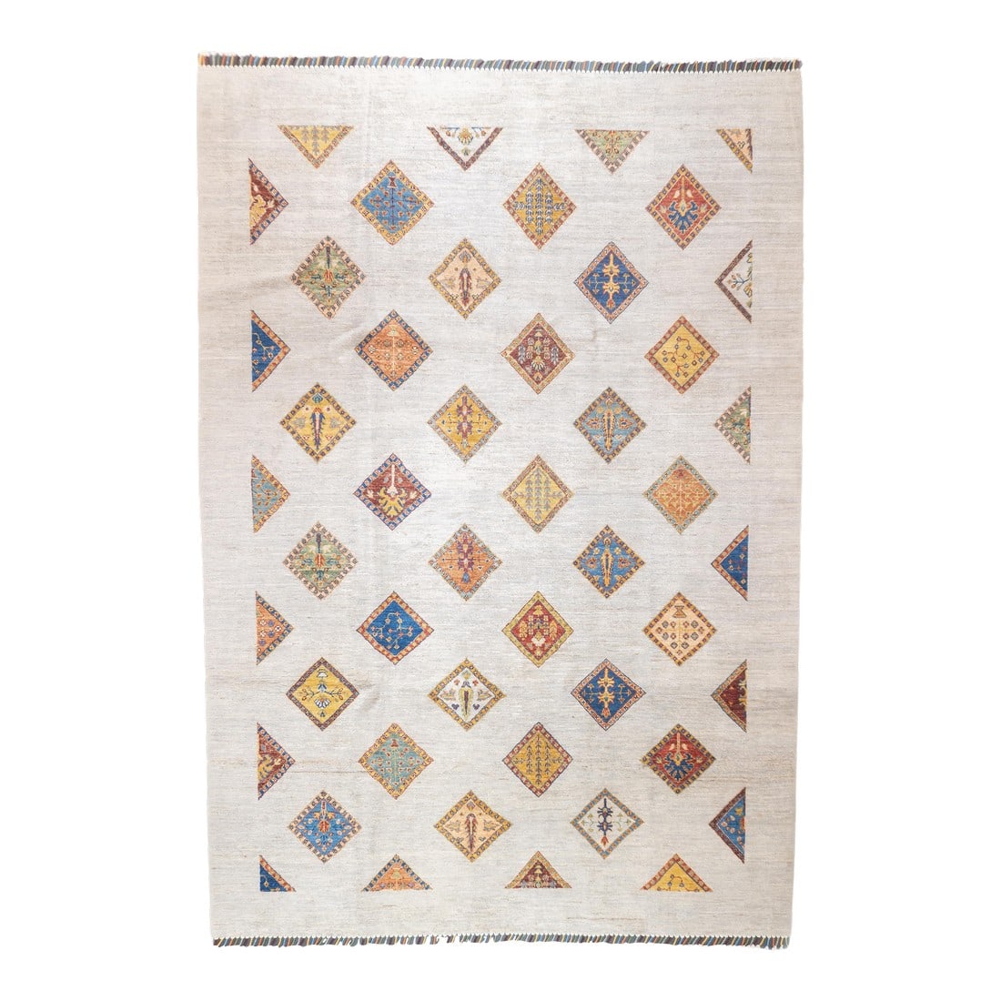 Gabbeh Rug 6'8'' X 9'7'': Gabbeh Rug 6'8'' x 9'7''. Wool pile rugs, usually scatter formats, woven by the Qashghai tribes of SW Persia (Fars Province), in moderate weave, uncluttered geometries and unshaded colours. From