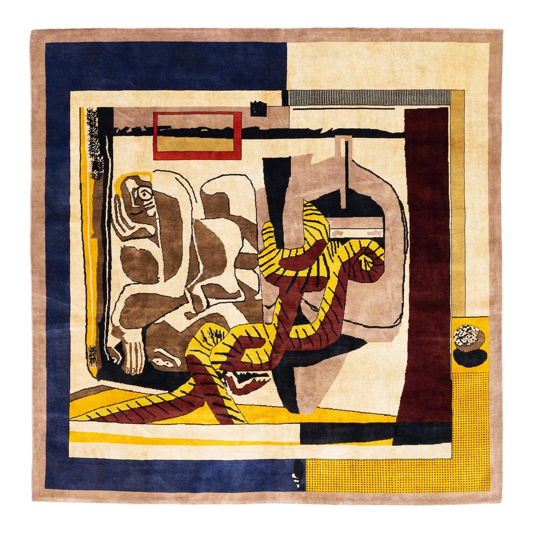 Fine Mid Century French Artistic Wool Rug 8'1'' X 8'2'': Fine Mid Century French Artistic Wool Rug 8'1'' x 8'2''. In particular, the NE Chinese room size, scatter, runner and round pieces of the 1920's and 30's with purely abstract, or Chinese-y designs, in