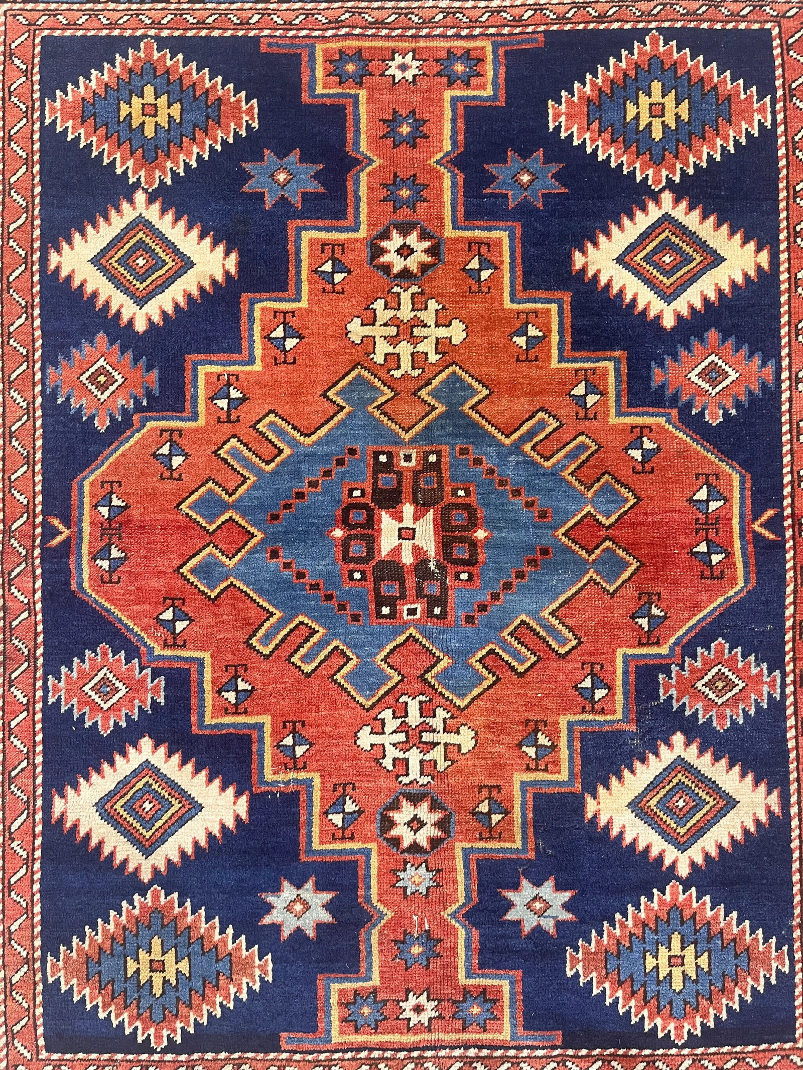 Antique Caucasian Shirvan Kuba Rug 4'3" X 4'7" - 8