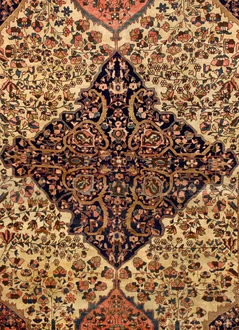 Antique Persian Farahan Sarouk Rug 4'7" X 6'5" - 3