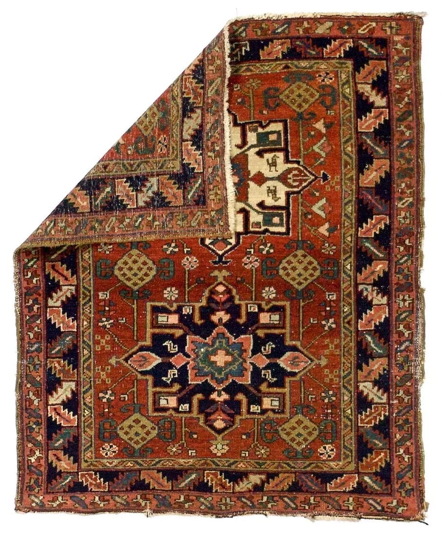 Fine Antique Heriz Karajeh Rug 3'4" X 4'2" - 2