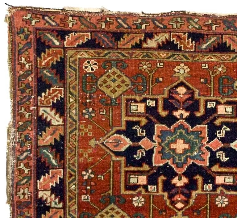 Fine Antique Heriz Karajeh Rug 3'4" X 4'2" - 3