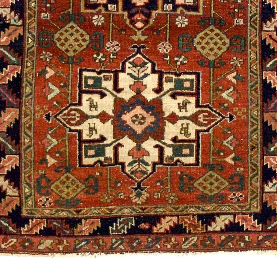 Fine Antique Heriz Karajeh Rug 3'4" X 4'2" - 4