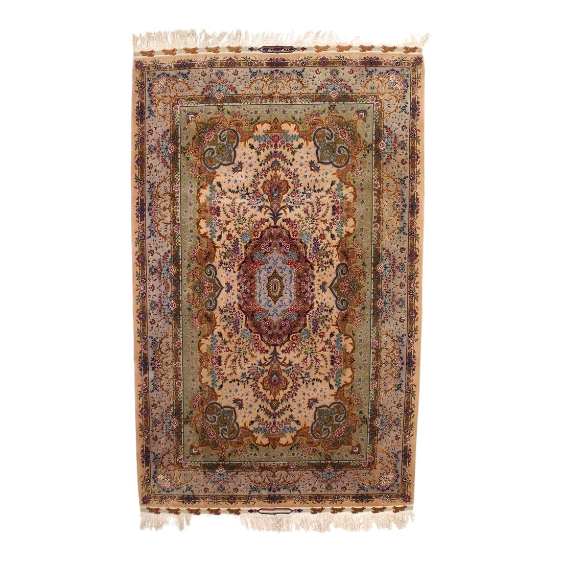 Extremely Fine Persian Tabriz Signed by Master Weaver Rug 6'5" X 10'7": Extremely Fine Persian Tabriz Signed by Master Weaver Rug 6'5" x 10'7". The enormous output of carpets and scatters in virtually every style: medallion, centralized, directional or allover, trein a va
