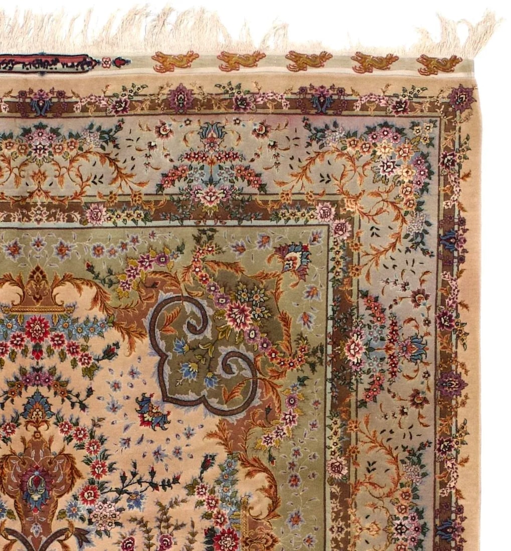 Extremely Fine Persian Tabriz Signed by Master Weaver Rug 6'5" X 10'7" - 6