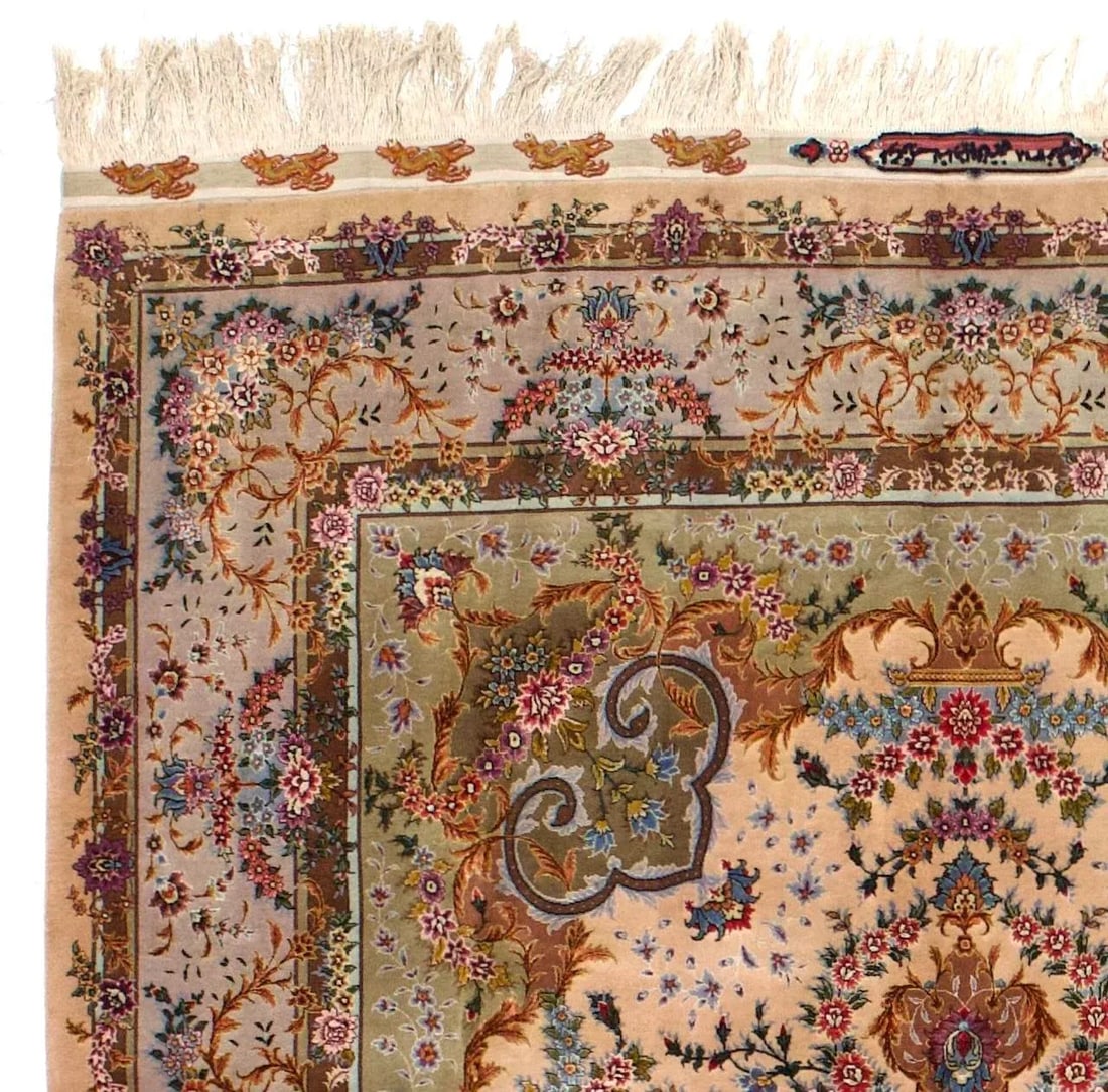 Extremely Fine Persian Tabriz Signed by Master Weaver Rug 6'5" X 10'7" - 7