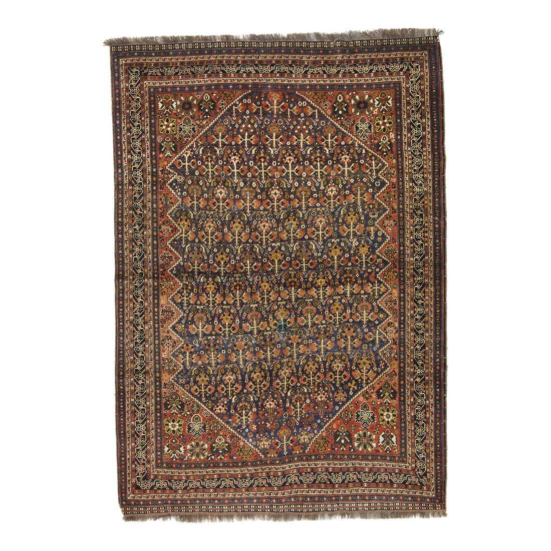 Antique Sw Persian Qashqai Rug 5'4" X 7'10": Antique SW Persian Qashqai Rug 5'4" x 7'10". The best SW Persian, Fars Province nomadic rugs, mostly in scatter formats. Geometric Gabbehs, lion rugs, adapted Persian curvilinear styles. Some well-wov