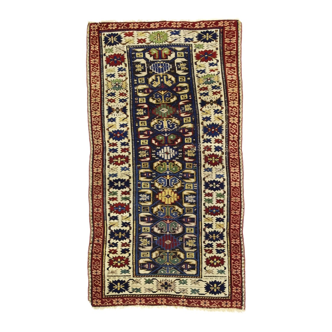 Antique Kuba Zehour Rug 2'11" X 5'5": Antique Kuba Zehour Rug 2'11" x 5'5". Azeri Turks inhabit the Kuba area of the central west Caspian Caucasus and weave a wide variety of geometric scatters, runners, long rugs and niche (prayer) piece