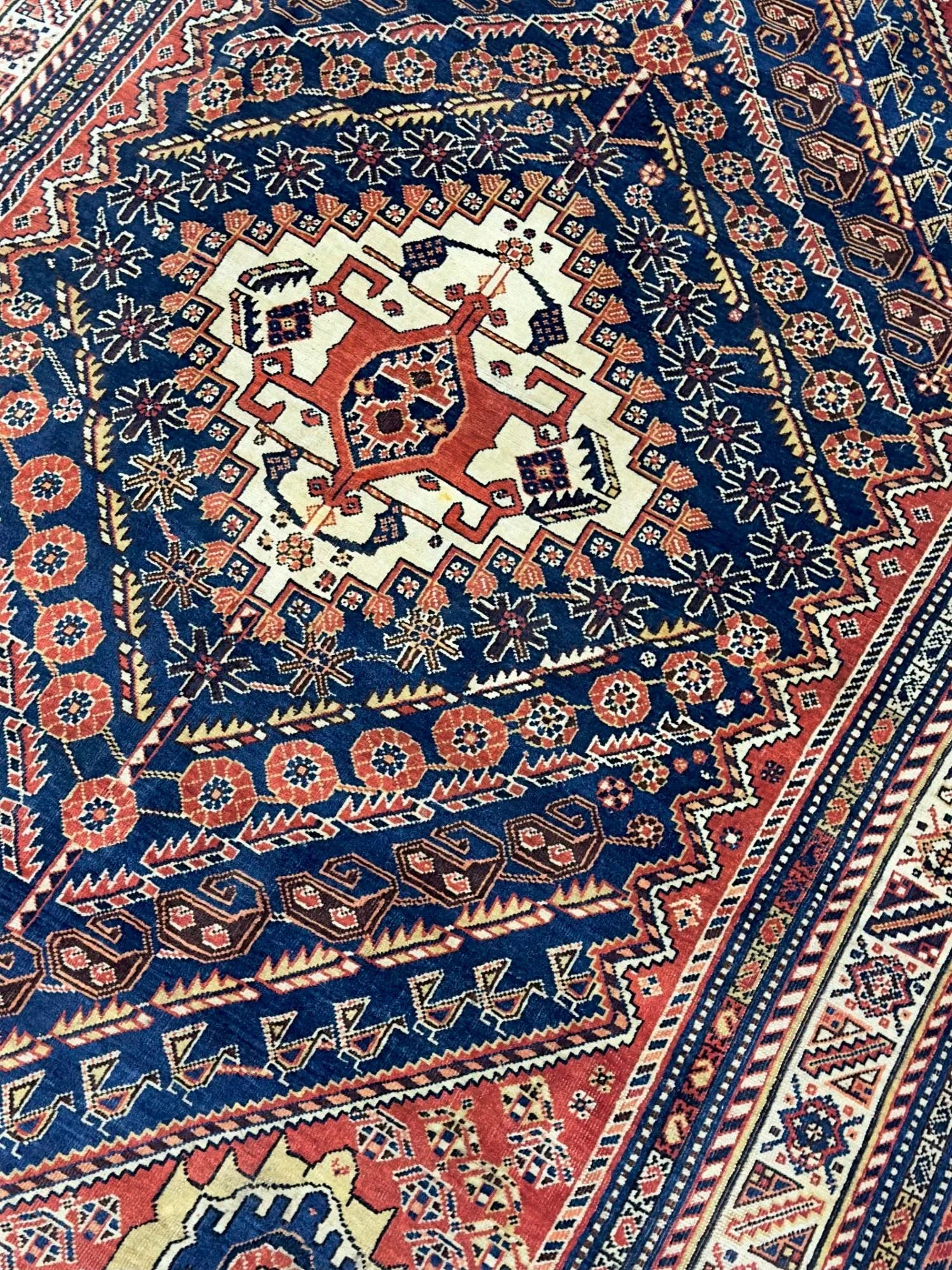Antique Persian Qashqai Rug 4'11" X 7'4" - 5
