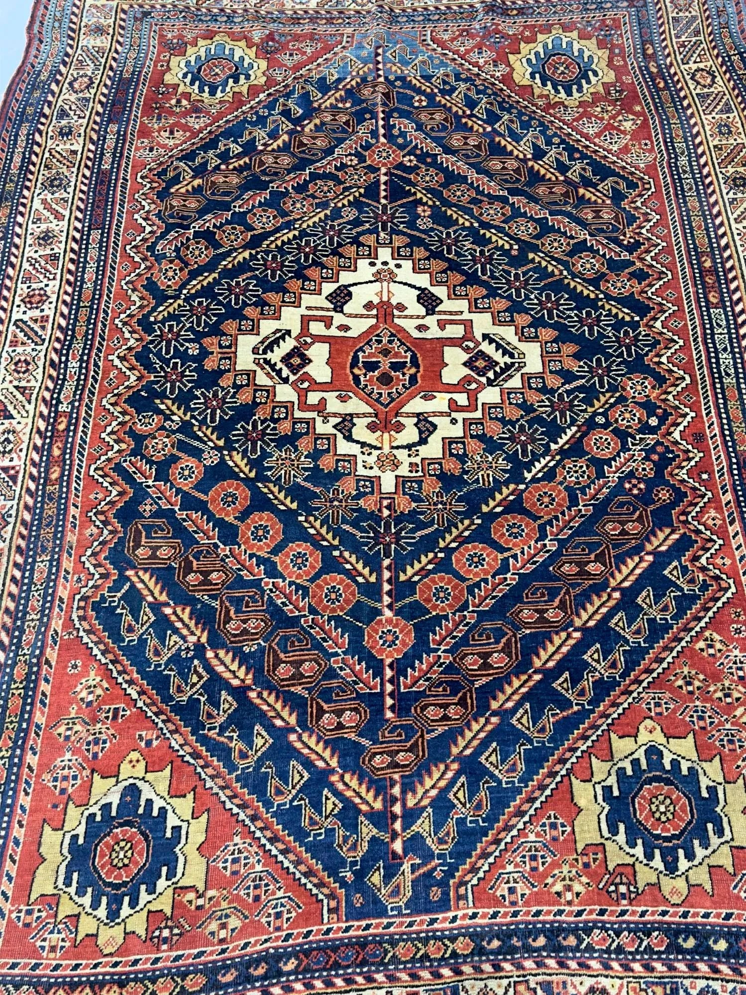 Antique Persian Qashqai Rug 4'11" X 7'4" - 6
