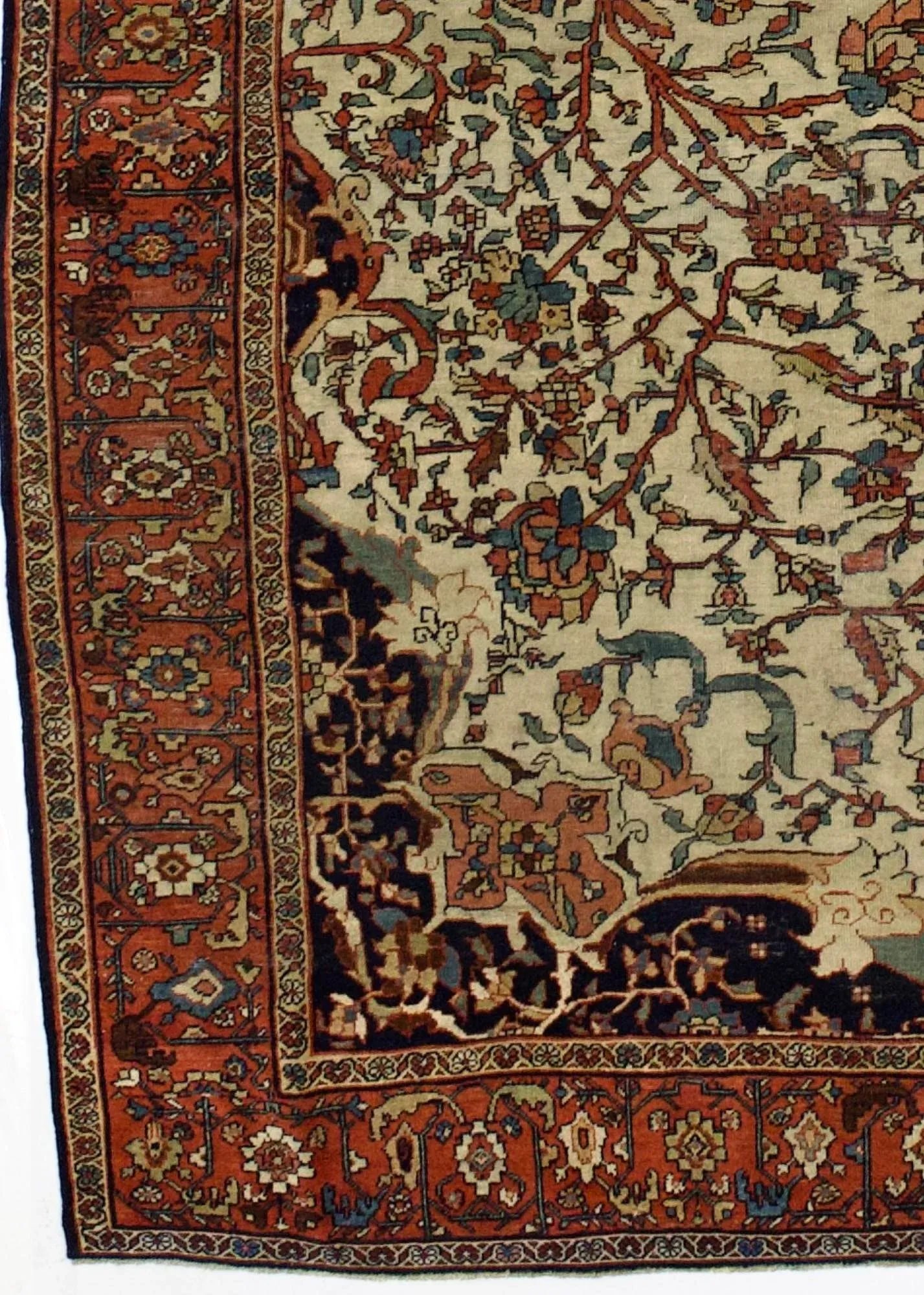Antique Persian Farahan Sarouk Rug 7'3" X 10'5" - 3