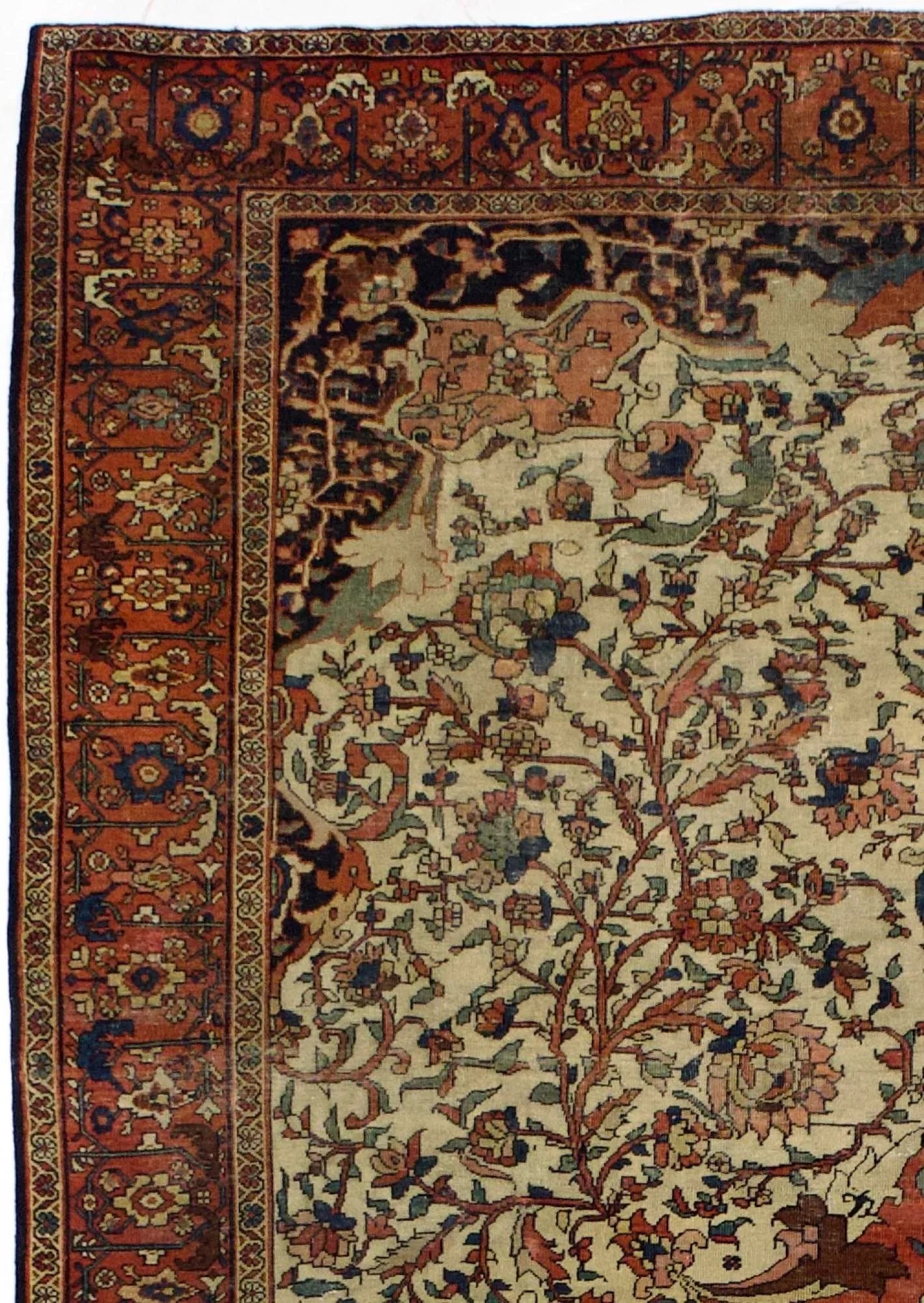 Antique Persian Farahan Sarouk Rug 7'3" X 10'5" - 4