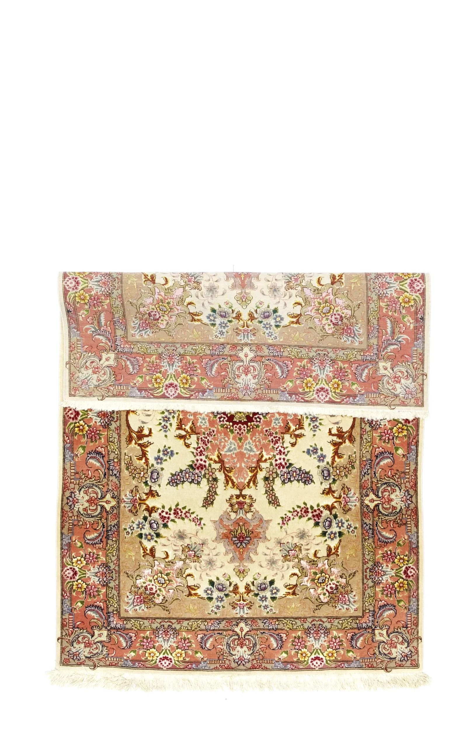 Extremely Fine Vintage Persian Tabriz Wool and Silk Rug 3'4" X 5'2" - 2