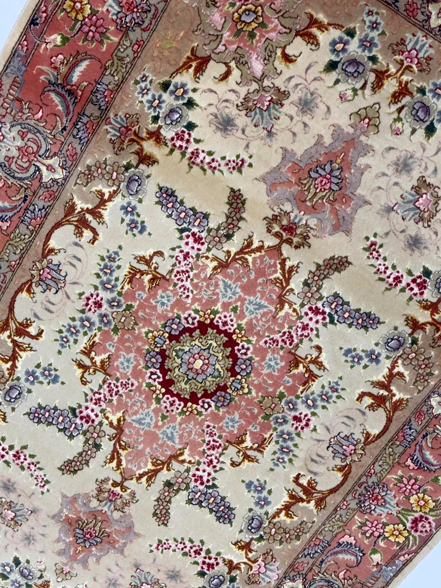 Extremely Fine Vintage Persian Tabriz Wool and Silk Rug 3'4" X 5'2" - 5
