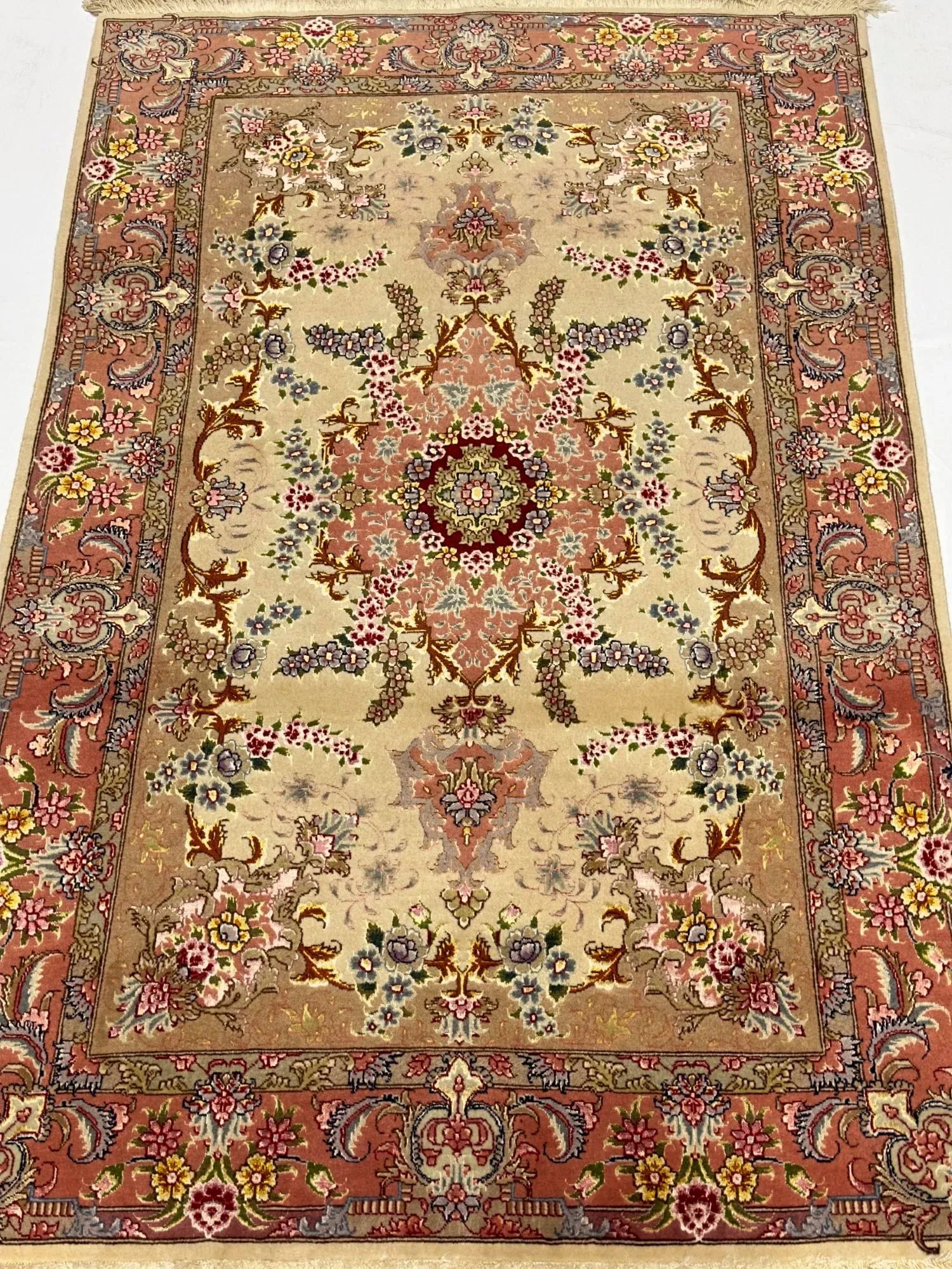 Extremely Fine Vintage Persian Tabriz Wool and Silk Rug 3'4" X 5'2" - 6