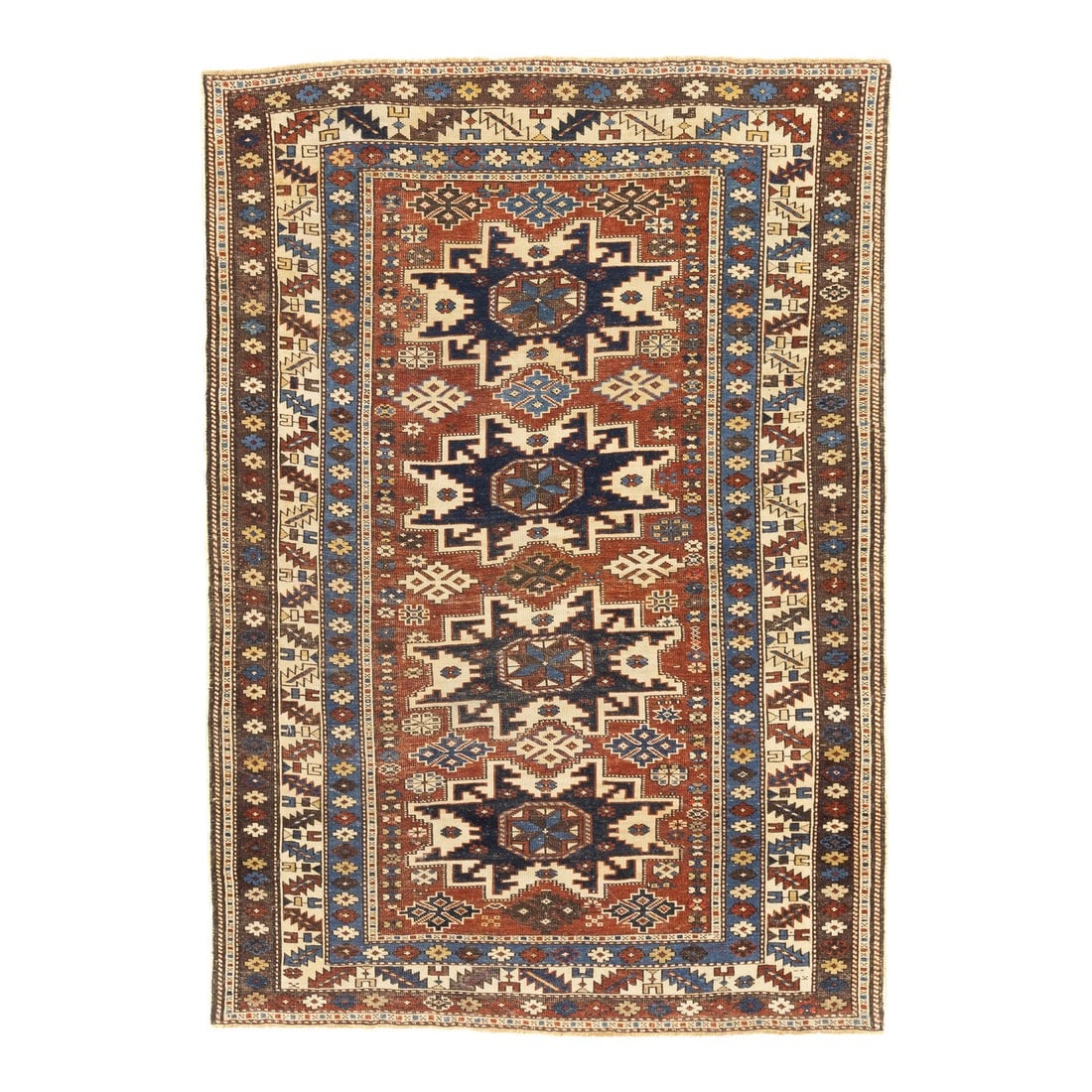 Antique Caucasian Lezgi Rug 3'7" X 5'2"` (1 of 7)