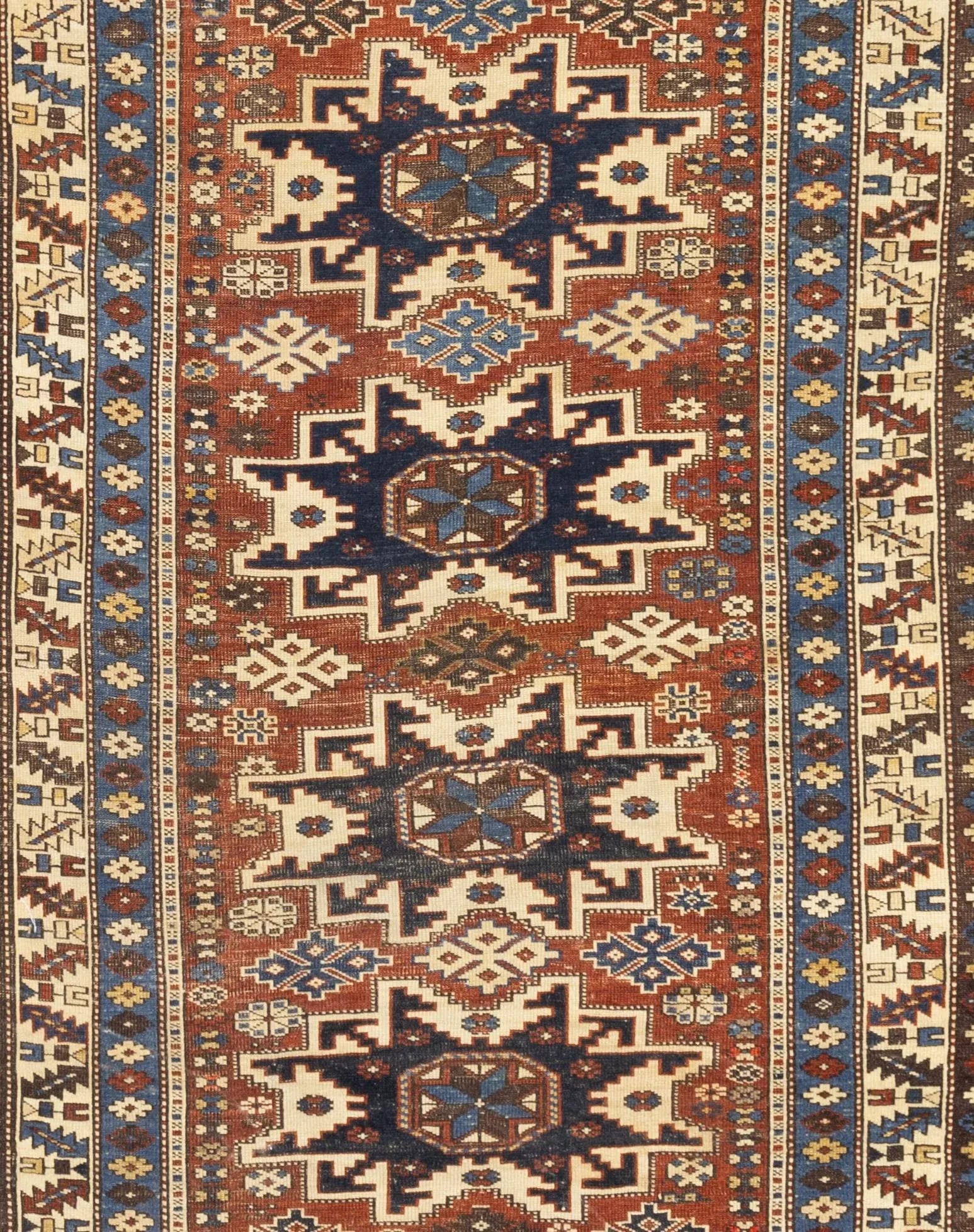 Antique Caucasian Lezgi Rug 3'7" X 5'2"` - 3