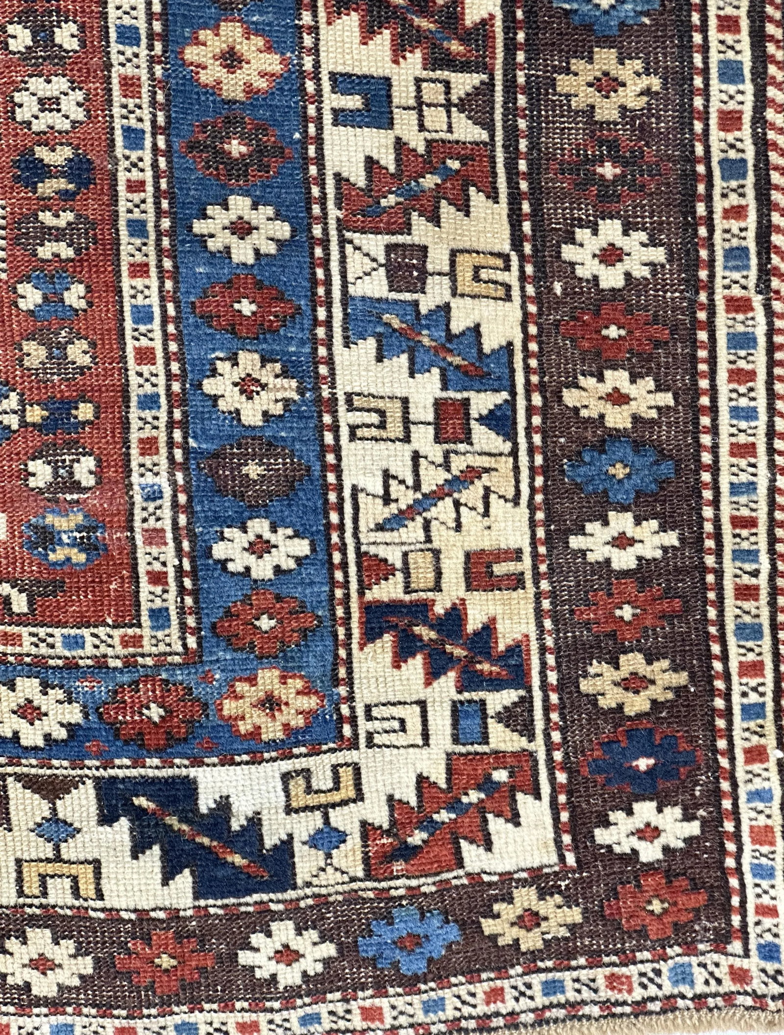 Antique Caucasian Lezgi Rug 3'7" X 5'2"` - 4