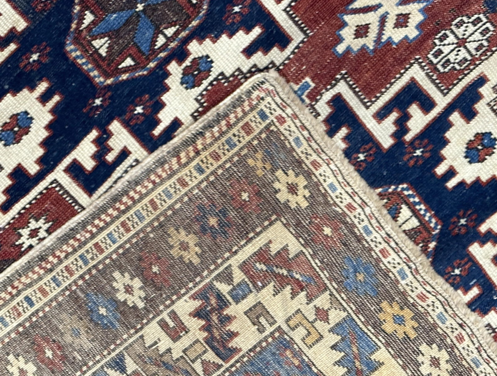 Antique Caucasian Lezgi Rug 3'7" X 5'2"` - 5