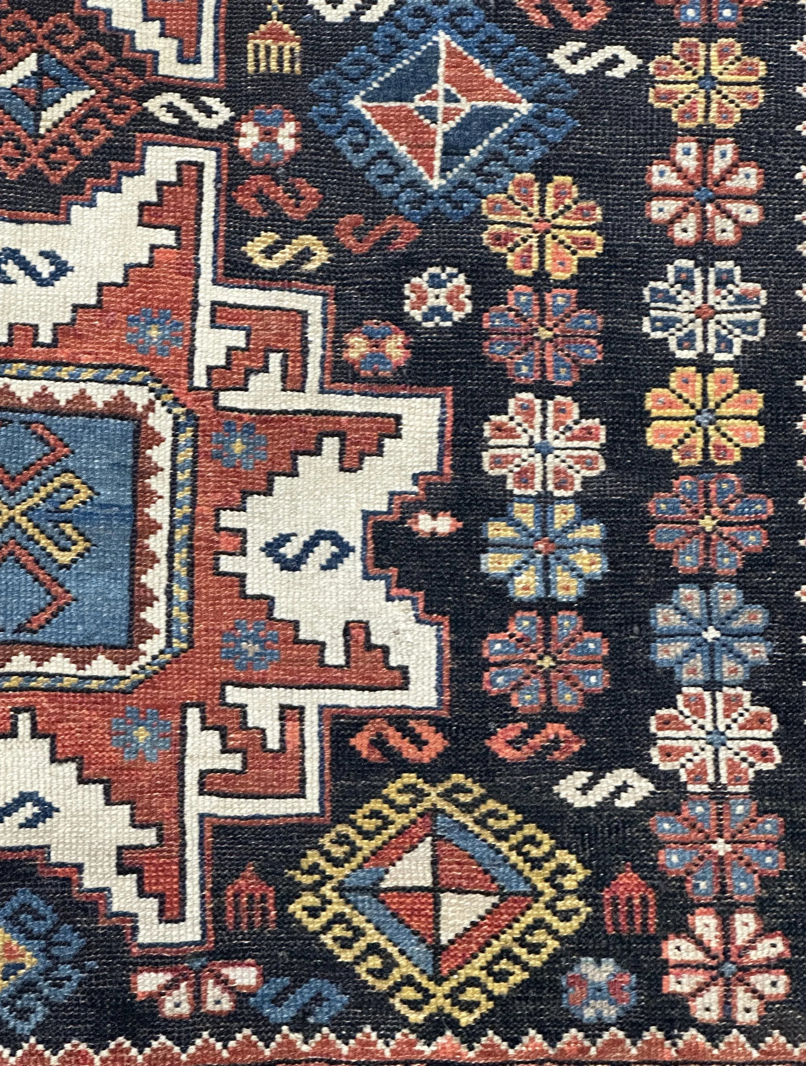Antique Caucasian Lezgi Rug 3'10" X 4'11" - 4