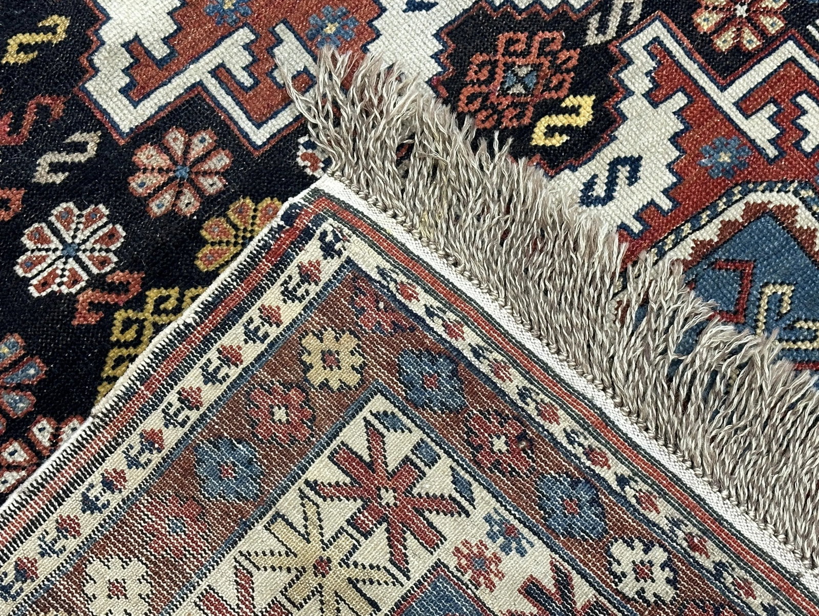 Antique Caucasian Lezgi Rug 3'10" X 4'11" - 5