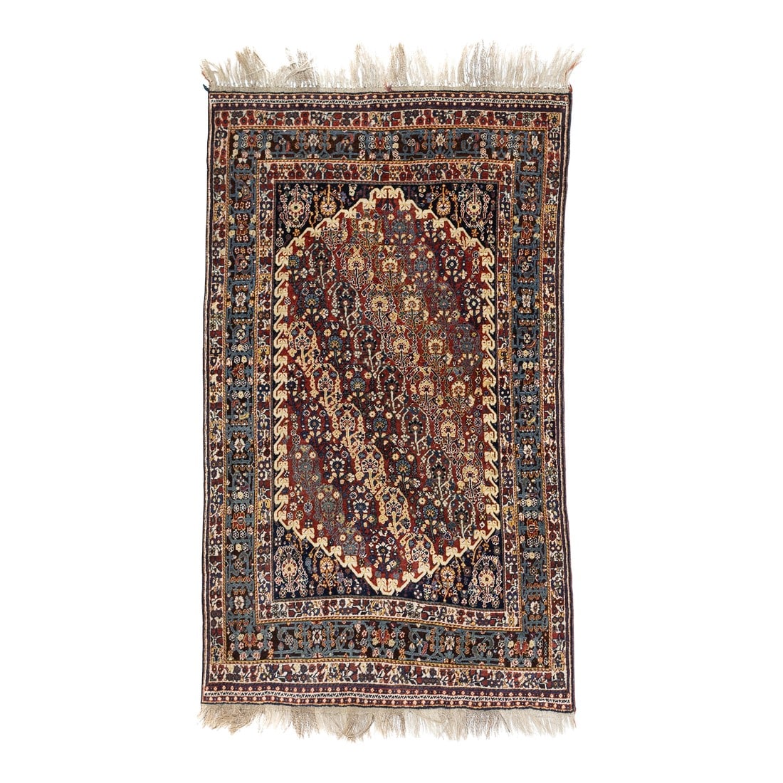 Antique Persian Qashqai Rug 4'8" X 7'11": Antique Persian Qashqai Rug 4'8" x 7'11". The best SW Persian, Fars Province nomadic rugs, mostly in scatter formats. Geometric Gabbehs, lion rugs, adapted Persian curvilinear styles. Some well-woven 