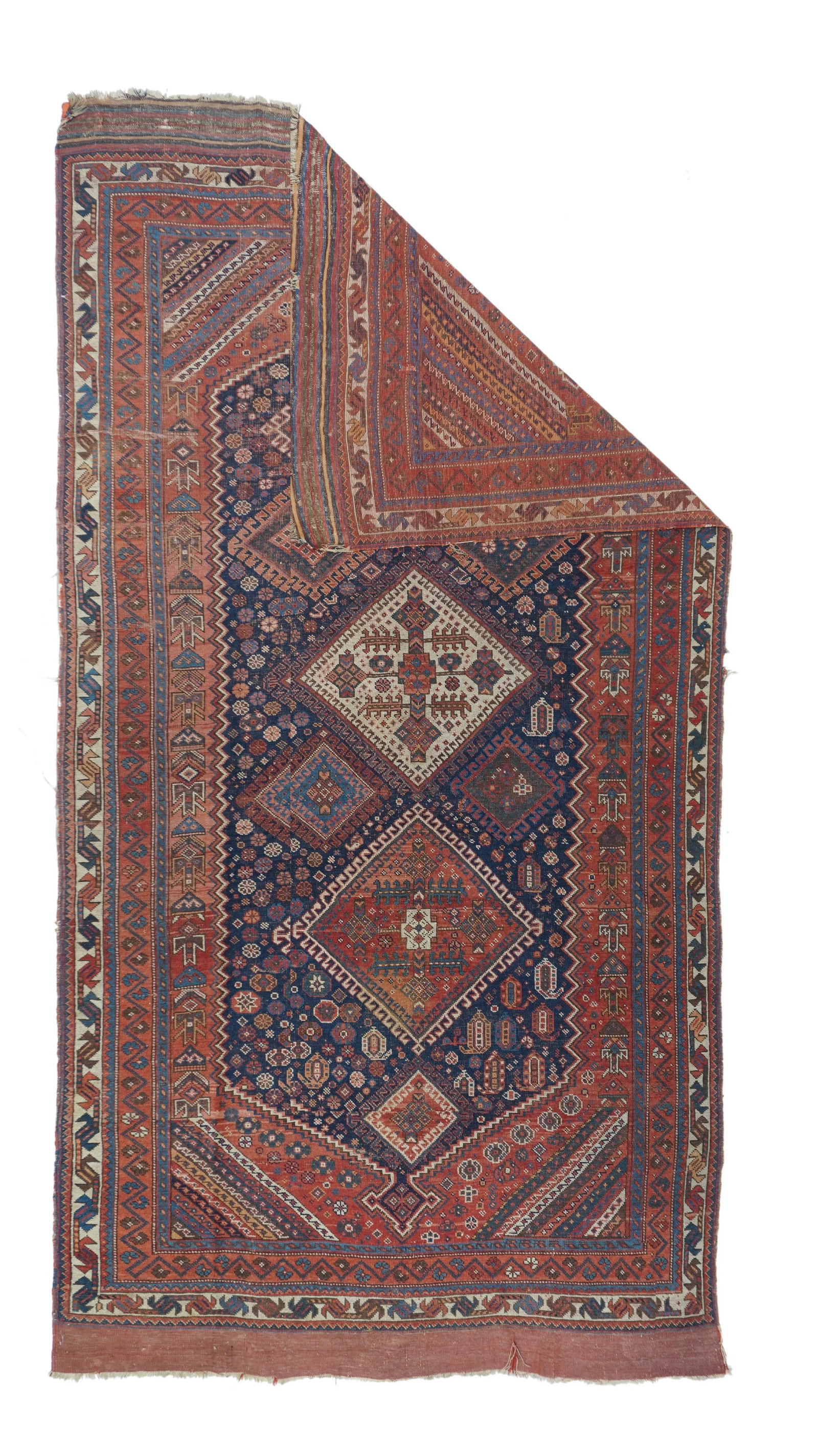 Antique Persian Qashqai Rug 4'7" X 9'6" - 2