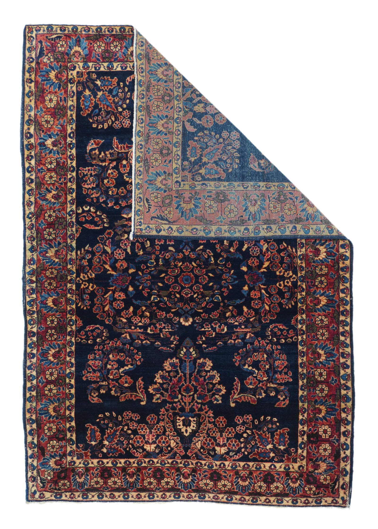 Antique Mohajeran Sarouk Rug 4'2" X 6'2" - 2