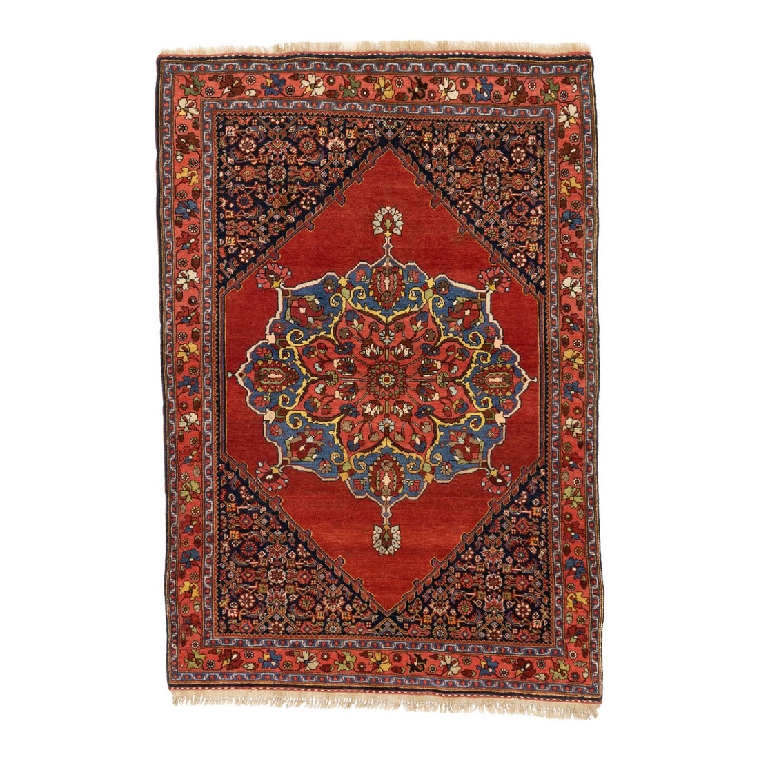 Antique Persian Halva Bidjar Rug 3'7" X 5'5": Antique Persian Halva Bidjar Rug 3'7" x 5'5". The town and surrounding Kurdish carpets of the eponym city, often in room or larger sizes. All wool before 1920, cotton warp afterward. Medallion and all