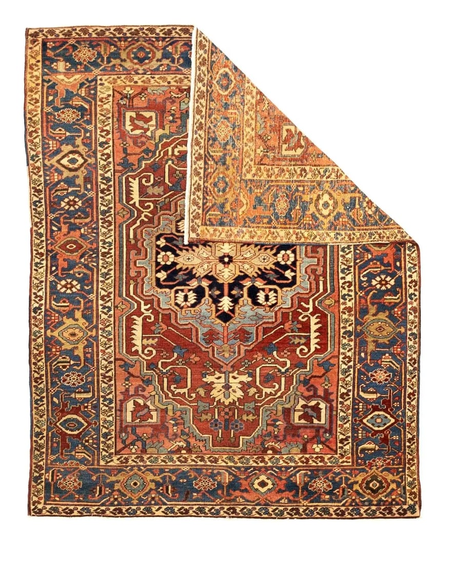 Antique Persian Serapi Rug 5'2" X 6'9" - 2