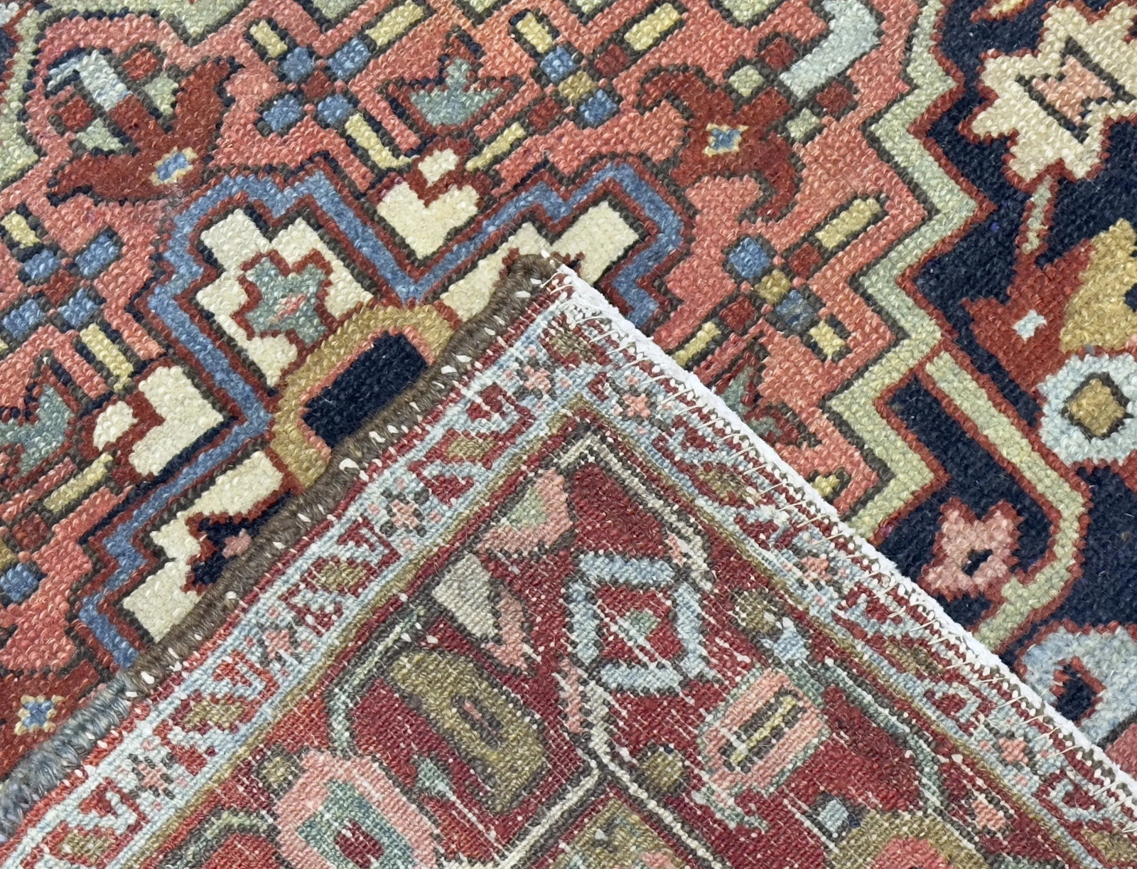 Antique Persian Heriz Rug 3'7" X 4'6" - 4