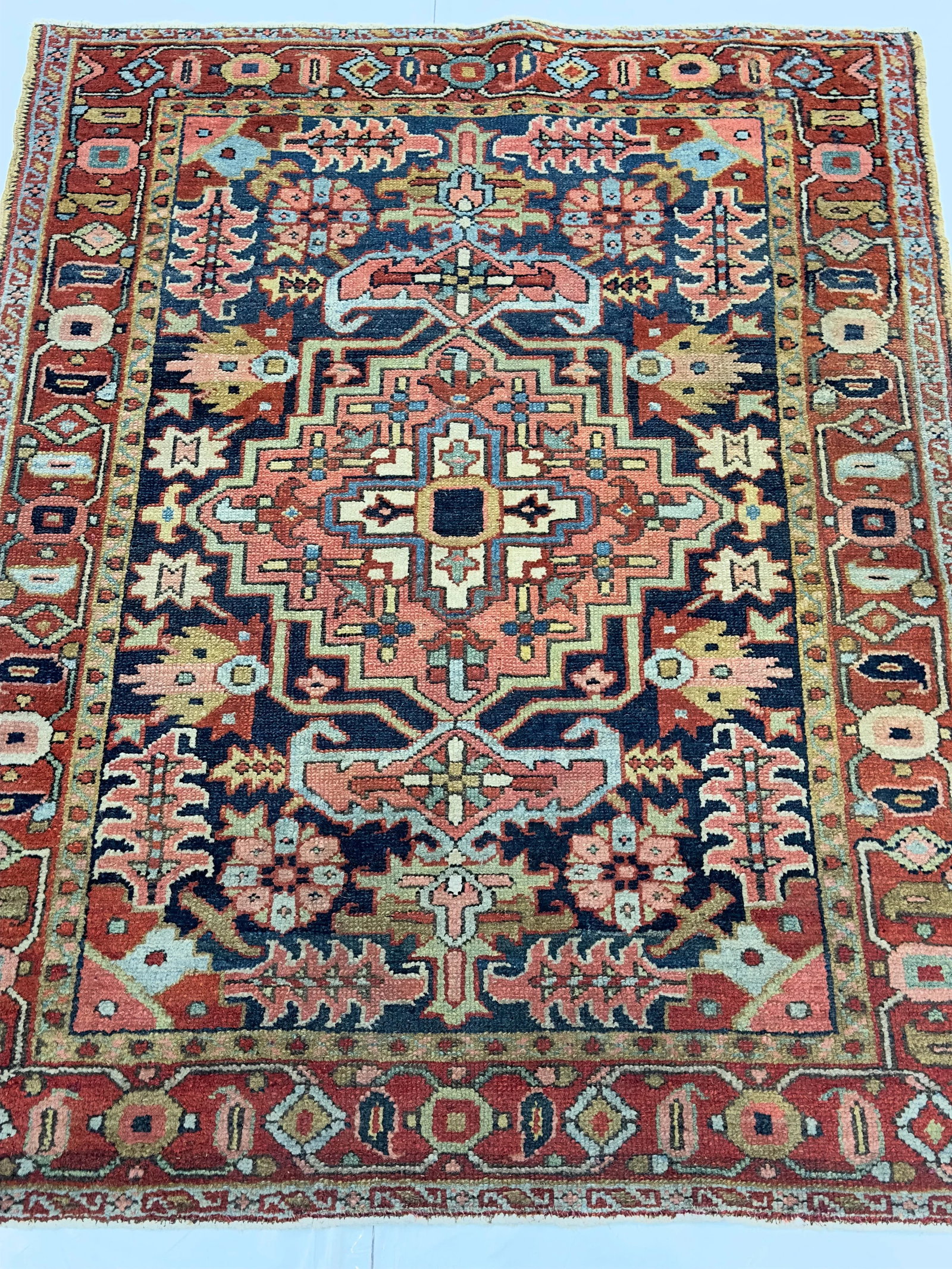 Antique Persian Heriz Rug 3'7" X 4'6" - 7