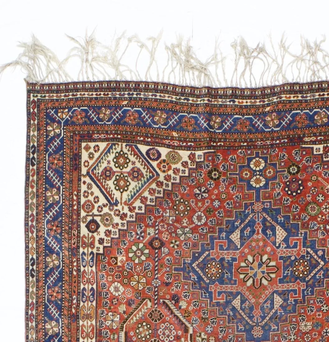 Antique Persian Qashqai Rug 5'10" X 8'4" - 3