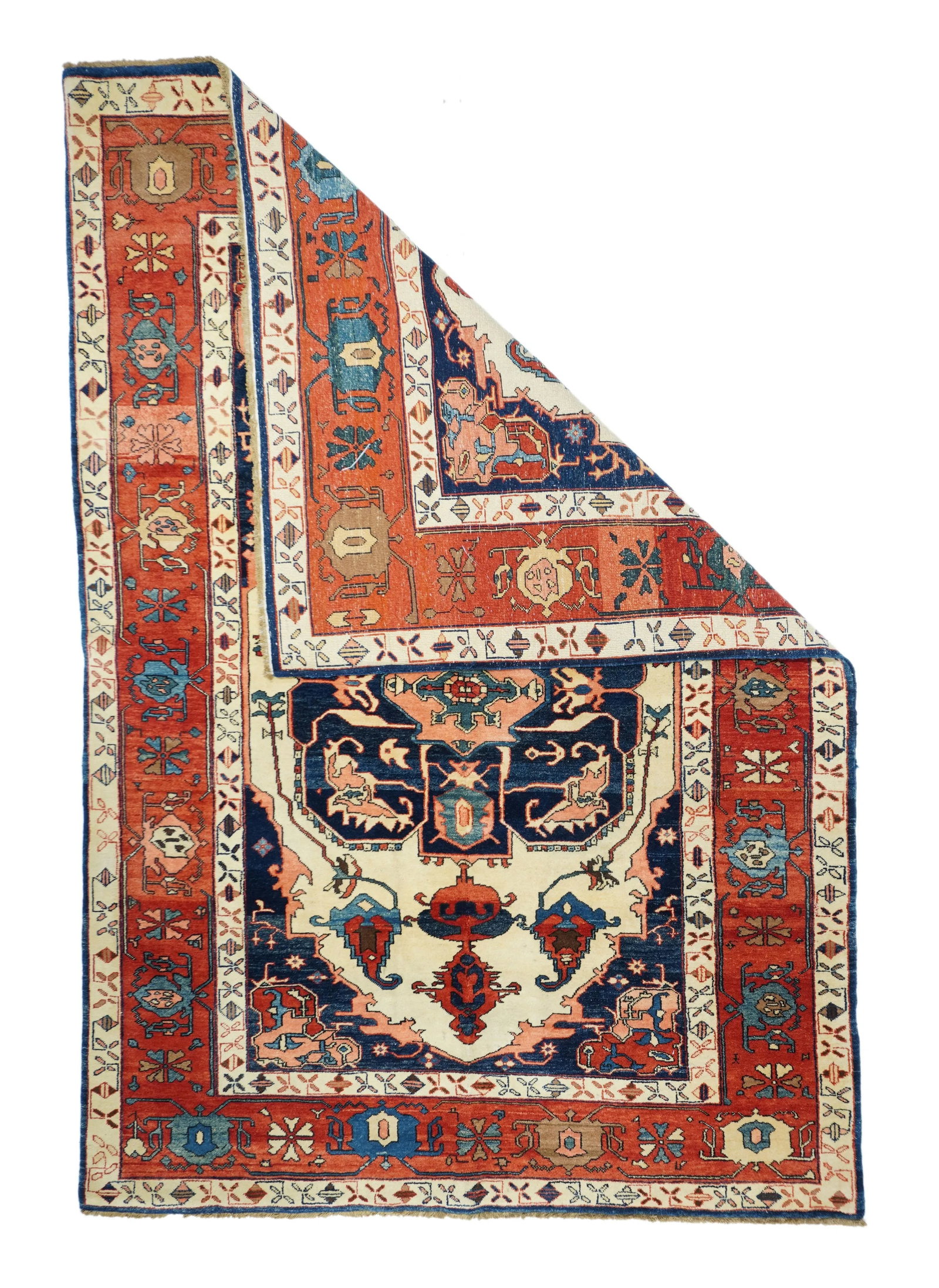 Early 21st Century Orange & Blue Serapi Rug 6'10 X 10'1" - 2