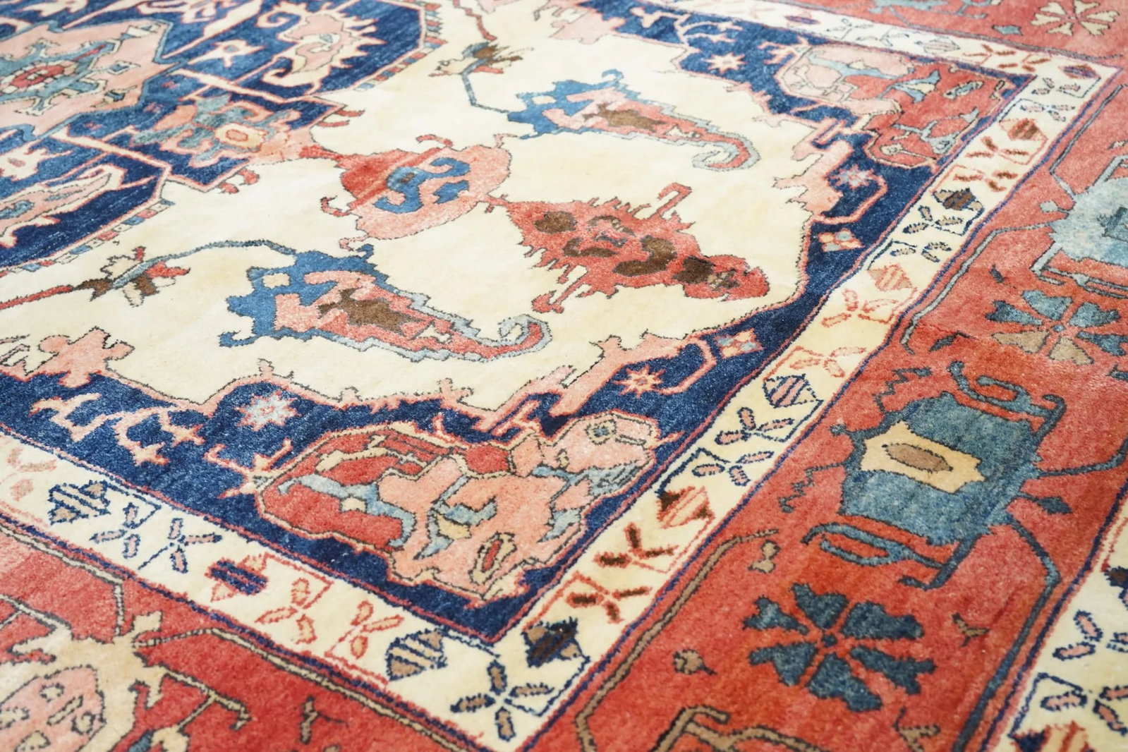 Early 21st Century Orange & Blue Serapi Rug 6'10 X 10'1" - 5